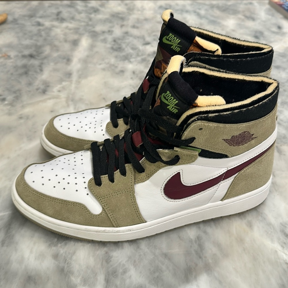 Nike Air Jordan 1 High Olive/White/Burgundy Men's Sneakers